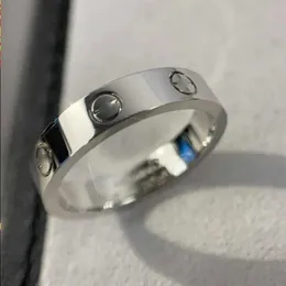 Logotipo de aço de titânio gravado 6mm diamante AMOR anel de unha 18K ouro prata rosa anéis mulheres homens amantes casamento jóias senhora festa 6 7 8 9 1 Diwx
