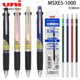 Japan Uni JetStream Multi-Function Pen Four Color Ballpoint Penpencil MSXE5-1000 Anti Trötthet Smooth 0,38mm School Supplies 240105