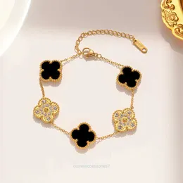 Van Clover Bracelet Designer Luxury Jewelry Four Leaf 18k Gold Plate Plate Agat