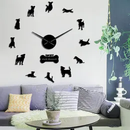 Jack Russell Terrier Dog Breed 3d Acrylic Simple Diy Wall Clocks Animals Pet Store Wall Art Decor Tyst Sweep Unique Clock Watch 2280s