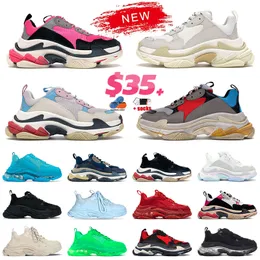 fashion luxury triple s designer shoes mens shoes Clear Sole Plate-forme Triple White black Crystal White Green Pink Cherry des chaussures sneakers womens