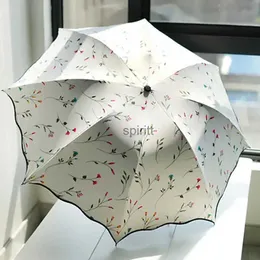 Umbrellas Floral ANTI-UV Foldable Umbrella Rain Women Mini Flower Umbrella For Women Windproof Ultralight Umbrellas Female YS716 YQ240105