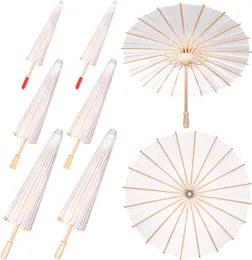 20/30/40/60/84 cm Weißes Papier Regenschirm DIY Handgemachtes Material Blank Ölpapier Regenschirm Chinesische Mini -Handwerks Regenschirm