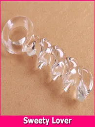 Glass Dildo New Spiral Shape Pyrex Crystal Gspot Penis Glass Anal Dildo for Men and Women retail 179019095321