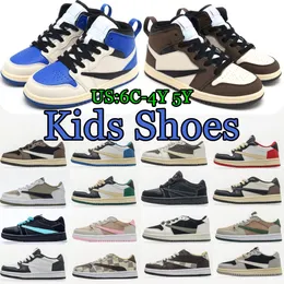 1s Kids Shoes 4Y 5Y Toddler Sneakers jumpman boys girls Black Phantom Olive Reverse Mocha trainers Infants kid youth Baby Basketball pink Designer Shoe