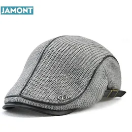 Bérets Original JAMONT qualité Style anglais hiver laine personnes âgées hommes épais chaud béret chapeau conception classique Vintage visière casquette Snapb240Y