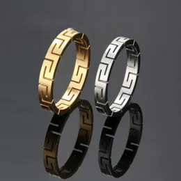 Wedding Rings Creative Steel Great Wall Ring with Simple Geometry Stainless Steel Couple Ring 240104