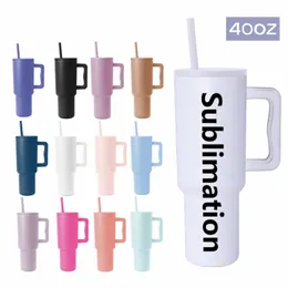 NEW 40oz Insulated Tumbler with Lid and Straws Stainless Steel Double Vacuum Coffee Tumbler with Handle Travel Coffee Mug Travel Mug Tumbler Customize WLL2133