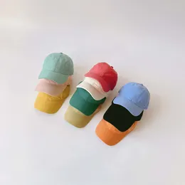 Bollmössor Spring Summer Children's Baseball Cap Korean Fashion Candy Color Boys Girls Duck Hip Hop Solid Kids Sun Hats