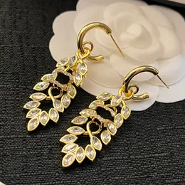 Orecchini di design da donna di moda Orecchini di cristallo Lettera Eardrop Borchie di marca Uomo Donna Orecchini in acciaio inossidabile placcato argento 925 Gioielli da sposa Regali per feste