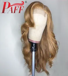 Paff loira cor cheia do laço perucas de cabelo humano brasileiro remy onda natural cabelo peruca sem cola com cabelo do bebê 9322830