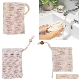 Bath Brushes, Sponges & Scrubbers 3 Styles Exfoliating Mesh Bags Pouch For Shower Body Mas Scrubber Natural Organic Ramie Soap Bag Sis Dh8Vr