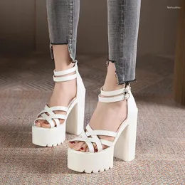 Trendy with Shoes Sandals Platform Summer Zipper Women Dressy Chunky Heel Height Increased Adjustable Strap 35