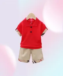 Moda verão bebê meninos conjuntos de roupas turndown colarinho crianças manga curta tshirtshorts 2 pçs conjunto crianças terno menino outfits9716878