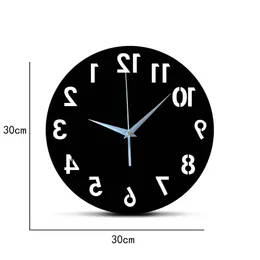 도착 3D 아크릴 미러 벽 시계 쿼츠 바늘 시계 현대 호르 로그 디지털 번호 시계 홈 장식 스티커 싱글 얼굴 240106