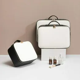 Skórzana torba kosmetyczna profesjonalna obudowa makijażu duża pojemność torebka podróżna wkładka do makijażu toaletowa 240106