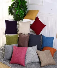 Pamuk keten yastık kılıfı katı çuval bezi yastık klasik kare yastıklar kapak kanepe araba ev dekoratif 13 renk9114601