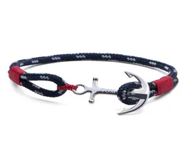 Tom Hope Anker-Charm-Armband aus Edelstahl mit roten Fadenketten in 4 Größen, mit Box und TH011214619