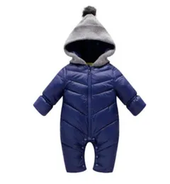 Bebê recém-nascido roupas de inverno do bebê quente snowsuit pato para baixo macacão à prova de vento novos meninos nascidos meninas grossas pele com capuz sportsets5701057