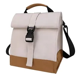 Picnic da viaggio con manico Lunchbox Isolato Termico Dispositivo di raffreddamento Pasto Tote Roll Top Outdoor Ufficio Scuola Pranzo al sacco Lavoro Bambini Adulto 240106