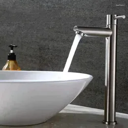 Badezimmer-Waschbeckenarmaturen, einzelner kalter Wasserhahn, Edelstahl, schnell offener Typ, Küchenbecken, kurzer, hoher Wasserhahnhalter für