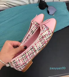 scarpe piatte rotonde con bocca superficiale di alta qualità da donna balletto con fiocco in vera pelle multicolore grande 3542 Scarpe da donna