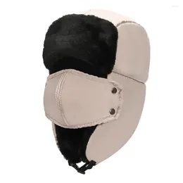 Berretti Moda Inverno Cotone Cappello paraorecchie per uomo Donna Sci termico antivento con maschera Cappelli da ciclismo da uomo