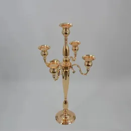 Portacandele Candelabri in metallo dorato a 5 bracci Candelieri in cristallo per centrotavola per eventi nuziali
