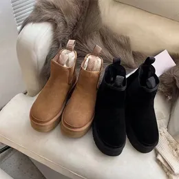 Botas de moda botas de grife de luxo clássico casual quente e engrossar camurça sapatos planos inverno conforto frio e resistência à geada tendência da moda