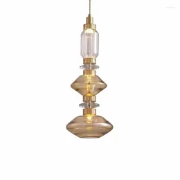 Lustres Designer LED Chandelier Clear Vidro Âmbar Livre Colocação Hall Parlour Restaurante Cabeceira Luminárias Fio Ajustável