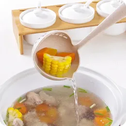 Cucchiai Scoop Cucchiaio lungo da cucina Colino con utensili multifunzione di grano Manico per pentole Strumenti per la tavola Cottura della zuppa di paglia Casa