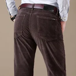 Otoño e Invierno Pantalones Casuales de Pana para Hombres Moda de Negocios Elásticos Pantalones Elásticos de Ajuste Regular Hombre Negro Caqui Café Azul Marino 240106