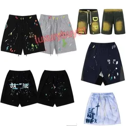 Shorts Men's womens Shorts American Fashion Brand galleryes Depts Handpainted Splash Printing Pure Cotton Terry Shorts Fog High Street 5