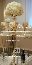 Decoração Novidade! Candelabros de cristal com peça central de mesa de casamento alta e grande ou dourada