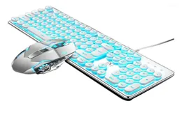 Комбинированная механическая игровая клавиатура и мышь в стиле ретро, стимпанк, винтажная клавиатура, 104 клавиши, проводная USB-металлическая панель, круглые колпачки для клавиш 115674037