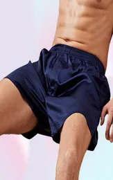 Men039s Satin Silk Fivepoint Shorts Loose Pajamas Classic Solid Color Boxer Panties beach pants 3XL Underwear Short Men Sleepw5971446
