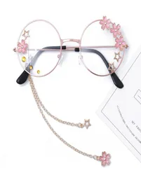 Cute Sakura Pendant Clear Optical Glasses Frame Women Round Girls Retro Eyeglasses Gothic Handmade Eyewear Glass Oculos De Gafas4539836