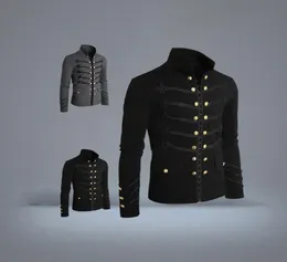 Homens jaqueta militar vintage gótico militar desfile jaqueta botões bordados cor sólida superior retro uniforme cardigan outerwear6039067
