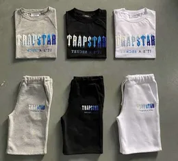 Trapstar T-Shirt-Set für Herren, mit Buchstaben bestickt, Trainingsanzug, kurze Ärmel, Plüsch-Shorts, Bewegungsstrom, Mei-Kleidung 6623ess