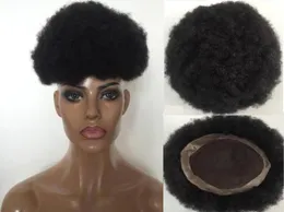 Afro Toupee Top Selling Black Hair Mongolian Virgin Human Hair Kort hår Afro Kinky Curl Toupee för svarta män Byte 5226304