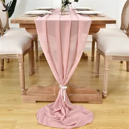 쉬폰 테이블 러너 30*300cm 웨딩 생일 파티 신부 발렌타인 데이 테이블 장식용 로맨틱 한 보호 테이블 러너