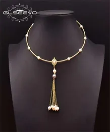 Glseevo Natural Freshwater Pink Pink Baroque Pearl Necklace on Mekn Woman Handmade Tassel Pendant Style Vintage Jewelry GN0274 210929822197114