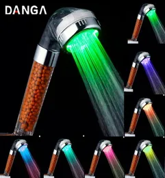 Color Shower Head LED Temperaturavkänning kran Badrumsvatten Anion Filter Douche Sets4092066