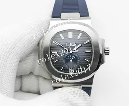 PF Factory Herren-Armbanduhr 5726A 9015 mit automatischem Uhrwerk, Kaliber, Weiß, Blau, Grau, Zifferblatt, Bewegung der Kalenderfunktionen, 40-mm-Armbanduhr aus Gummi