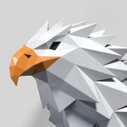 Бумажная скульптура головы белоголового орлана, фигурка дикого животного ручной работы, все аксессуары в комплекте