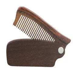 Pente de barba profissional sândalo dobrável ferramentas de aliciamento pente masculino feminino escovas de cabelo de madeira amoora6919168