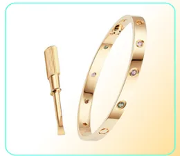 Love Screw Armband 50 Designer-Armbänder Farbige Diamanten Armreif Luxusschmuck Damen Titanstahllegierung vergoldet Handwerk Gol349670250