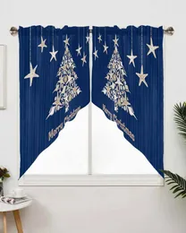 Curtain Christmas Summer Starfish Shell Tree Blue Short Living Room Kitchen Door Partition Home Decor Resturant Entrance Drapes