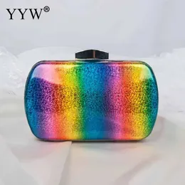 Fashion Rainbow Box Evening Bag Women Designer Elegant Party Wedding Clutch Purse Female handbag Jelly Chain Shoulder Bags 240106