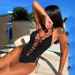 Arxipa sexig 1 bit baddräkt för kvinnor snör upp högklippt baddräkt vadderad push up beachwear slips sida svart en bit badkläder ihålig ut rygglös